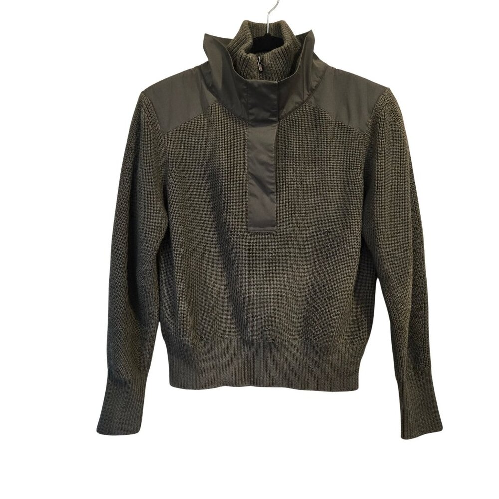 Athleta Hanover Hybrid 1/2 Zip Merino Wool Blend Green Sweater Women's Medium